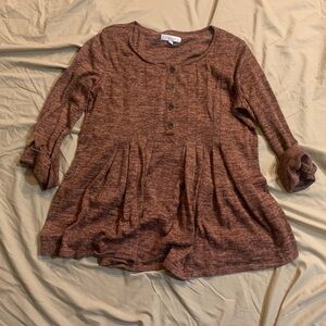 New Directions Peplum Blouse with Cuffed Sleeves